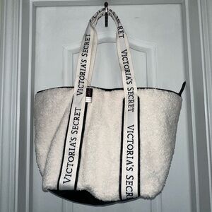 Victoria's Secret Black and White Tote Bag with monogram Handles